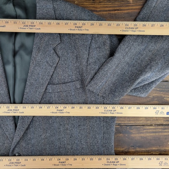 Cricketeer Men's Tweed Sport Coat Two Button Gray Lambs Wool Herringbone 50R‎ - Picture 3 of 16